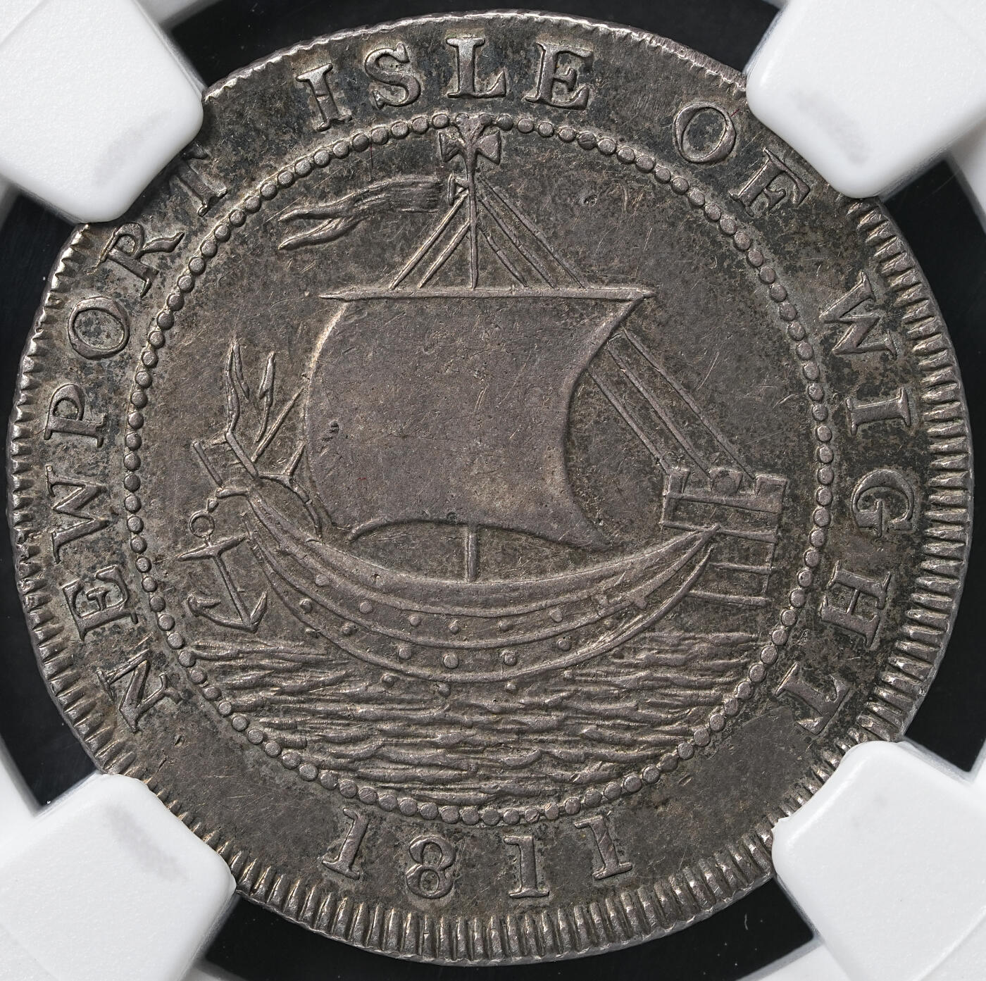 修遠堂世界钱币第六十一期 NGC AUD 1811年英国汉普郡1先令银代用币 老包浆 没看出什么洗 错杀的一枚
