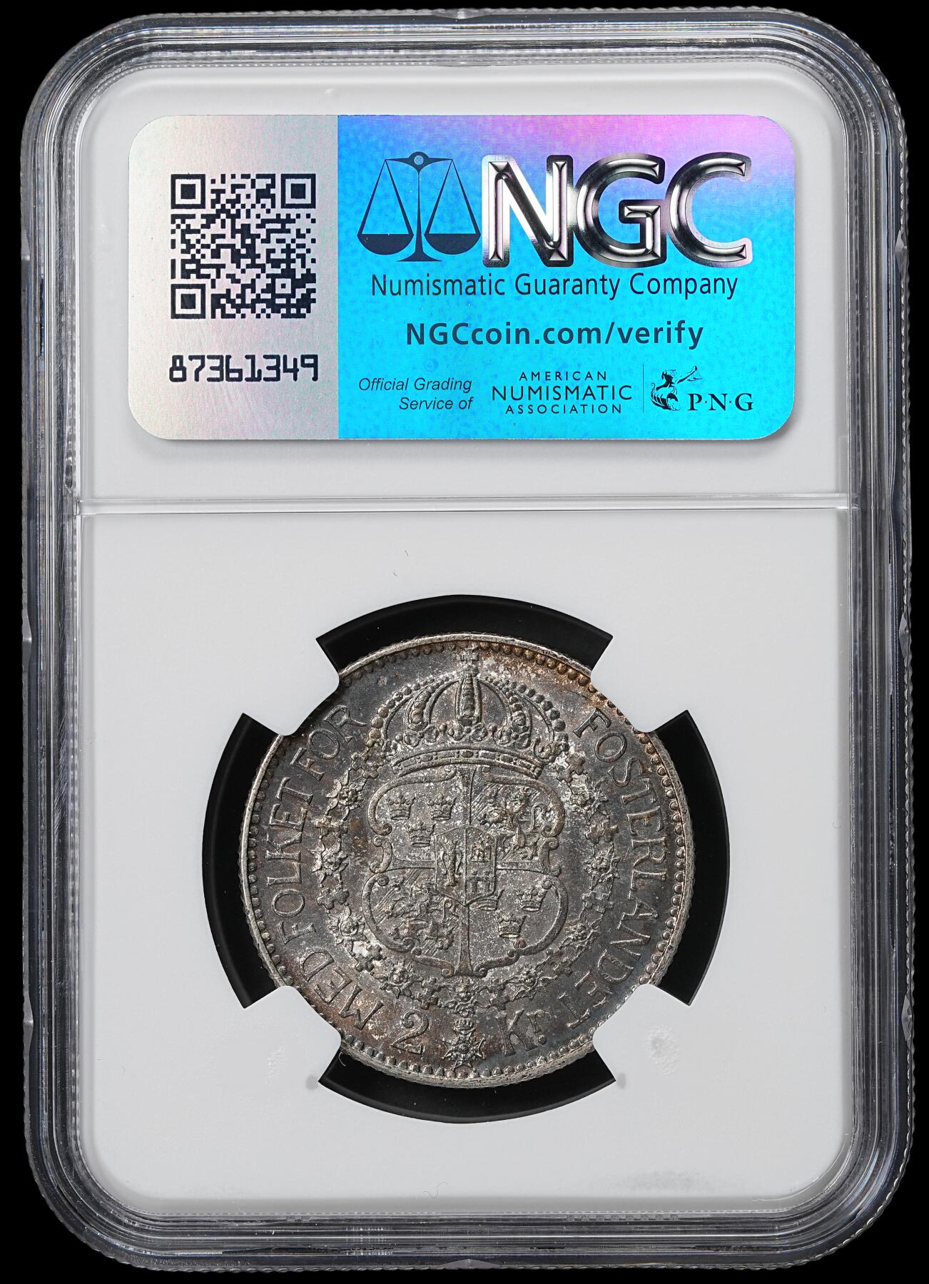 修遠堂世界钱币第六十一期 NGC MS64 1910年瑞典2克朗银币 通体重包浆 古斯塔夫五世头像首年份 较少见