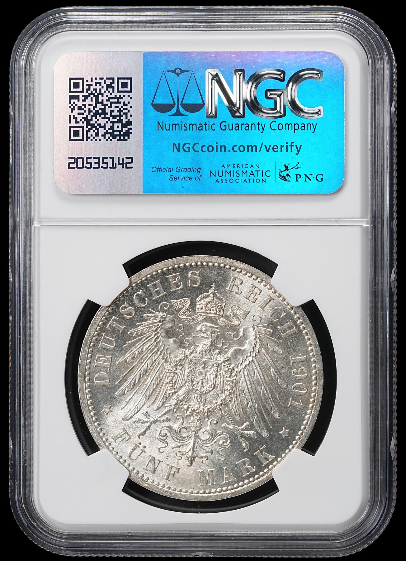 修遠堂世界钱币第六十一期 NGC MS63 1901年普鲁士建国200周年5马克大银币