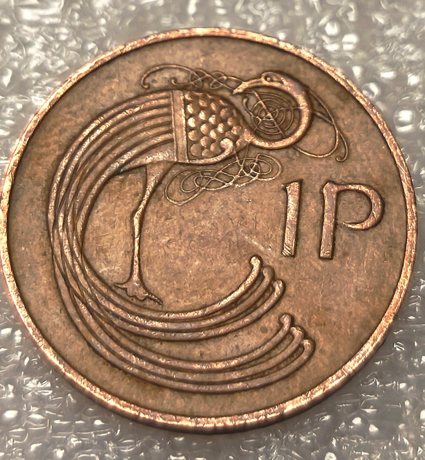 泉币菌-第9场-中外散币乐园 爱尔兰1971年1便士青铜币 鸷鸟和竖琴 