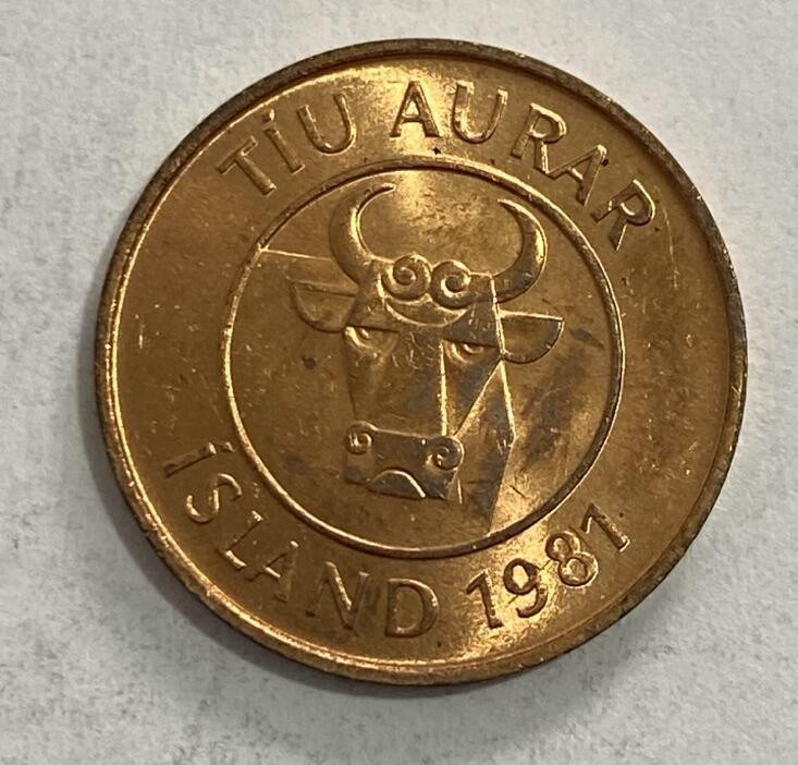 世界各国流通币专场 1981年冰岛10奥拉，全新微瑕