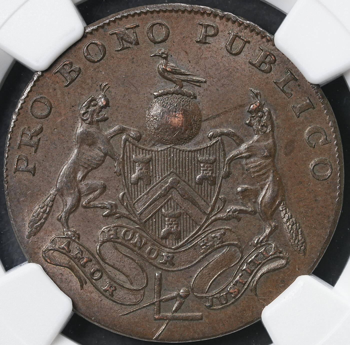 修遠堂世界钱币第六十一期 NGC MS63BN 1795年英国萨塞克斯1/2便士代用币