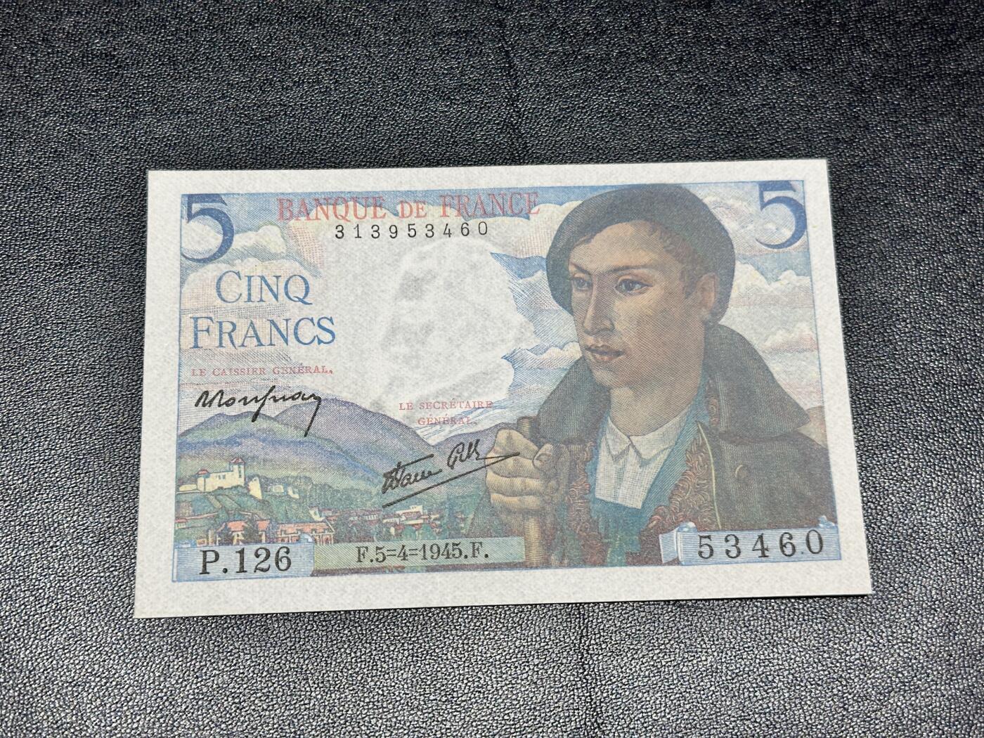 《外钞收藏家》第五百零一期-新纪元（法国、西班牙、葡萄牙、奥地利及北欧等国裸币场） 1945年法国5法郎 全新