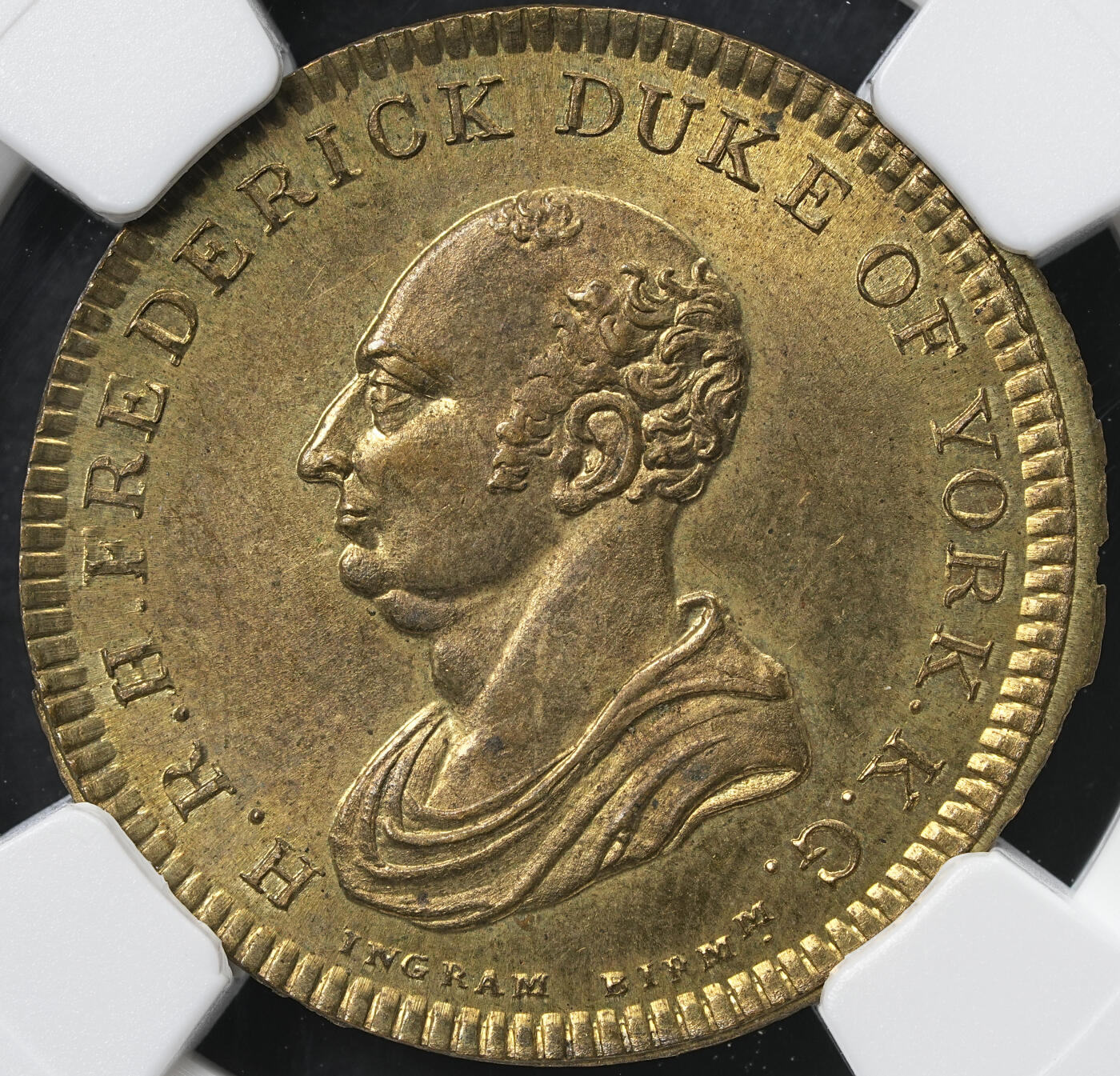 修遠堂世界钱币第六十一期 NGC MS64 1827年英国-弗雷德里克王子逝世纪念币章 黄铜