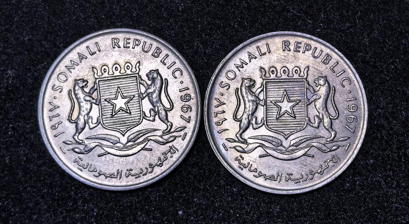 北京马甸外国币专卖第136期，外国币专场，陆续上拍，欢迎关注 好品1967年索马里1先令2枚