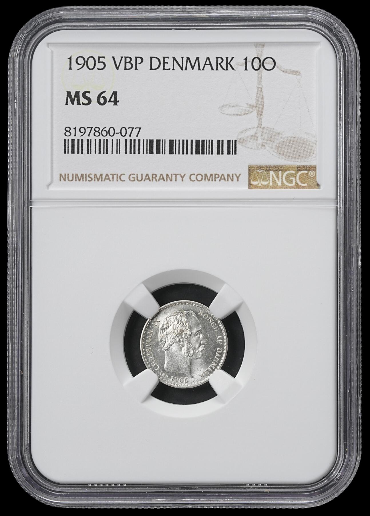 修遠堂世界钱币第六十一期 NGC MS64 1905年丹麦海豚10欧尔银币 少见年份