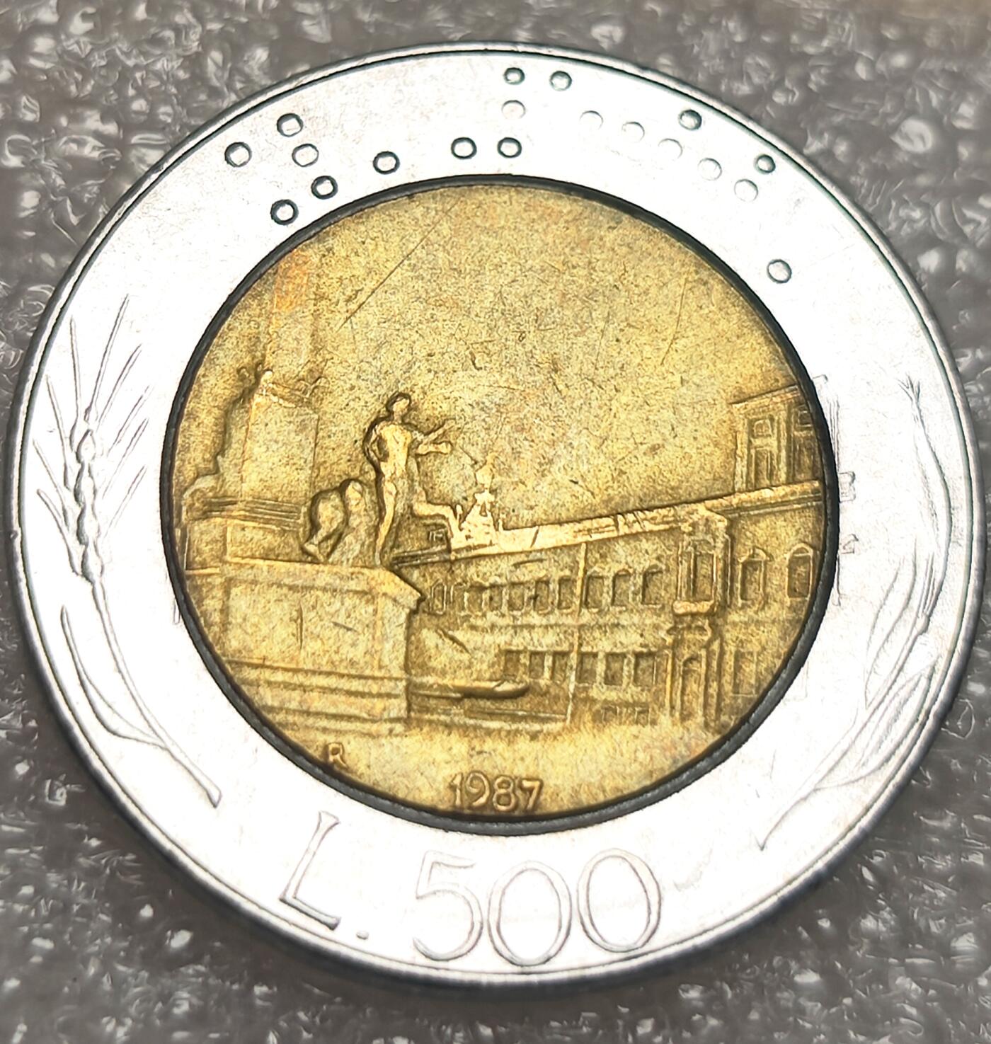 泉币菌-第9场-中外散币乐园 1987年意大利500里拉 25.8mm 