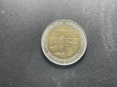 各个国家硬币专场1 【满30包邮】 阿根廷2010年五月革命1比索双色纪念币 