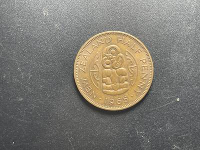各个国家硬币专场1 新西兰1958年1/2半便士铜币/直径25.5MM