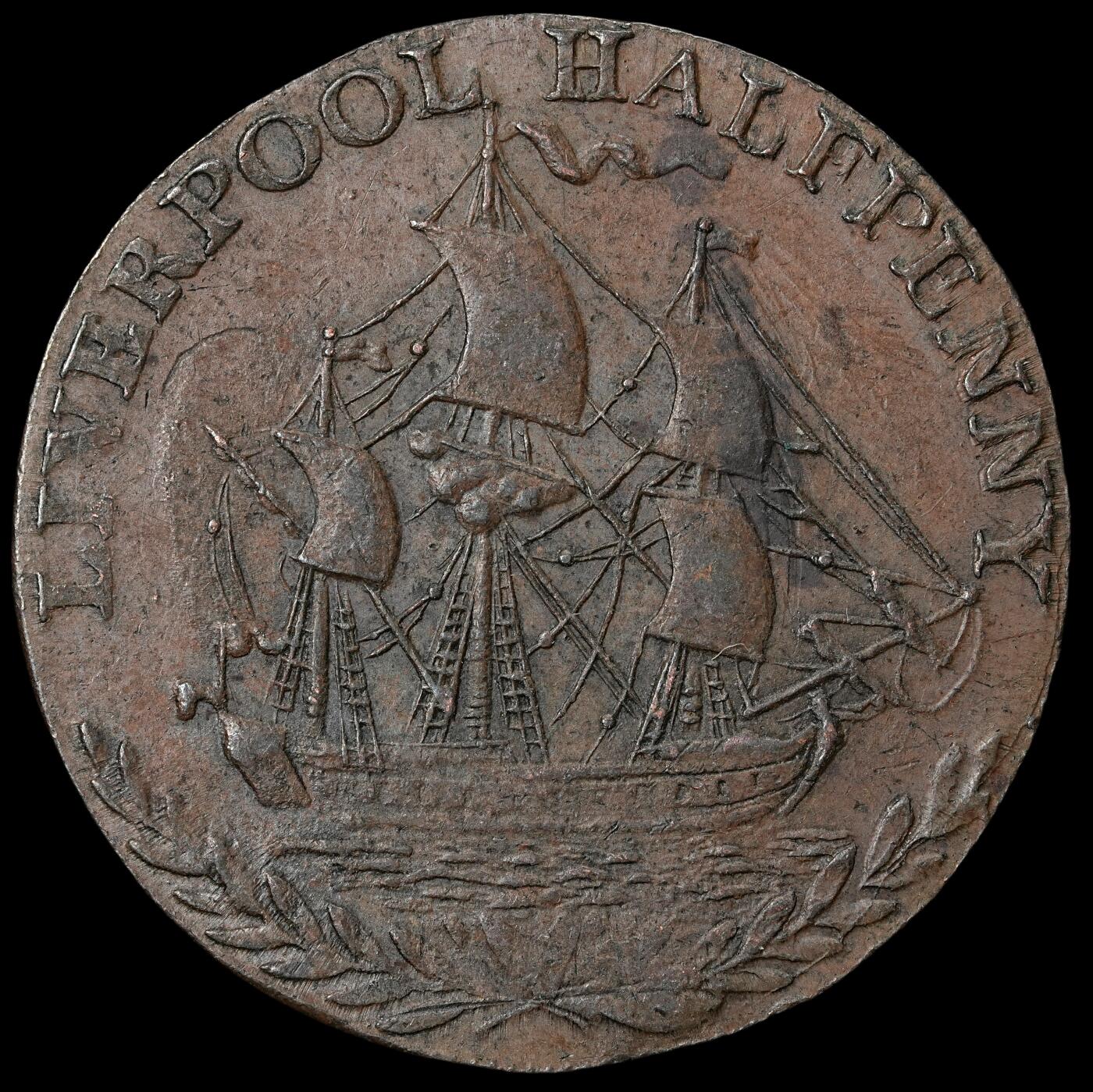 修遠堂世界钱币第六十一期 1791年英国利物浦1/2便士代用币