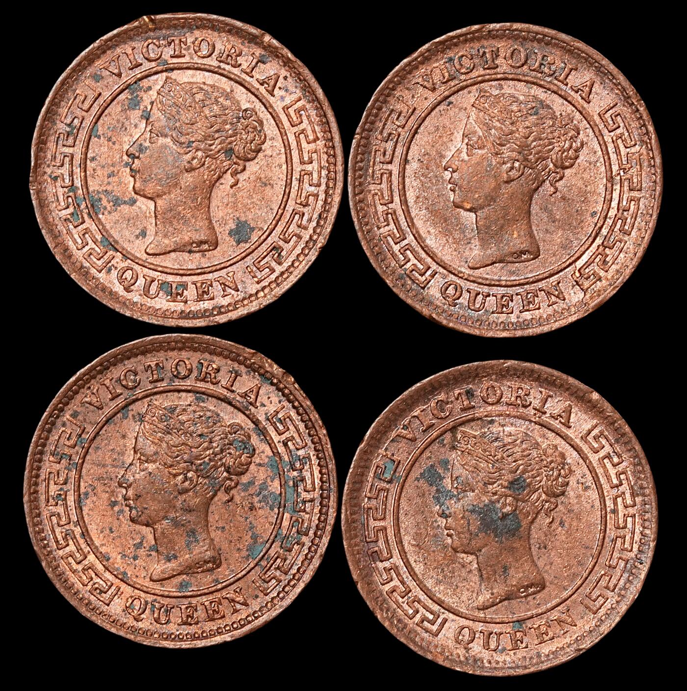 修遠堂世界钱币第六十一期 原卷出 1890年英属锡兰1/4分铜币4枚 完全未流通 带有轻微锈斑 第一组