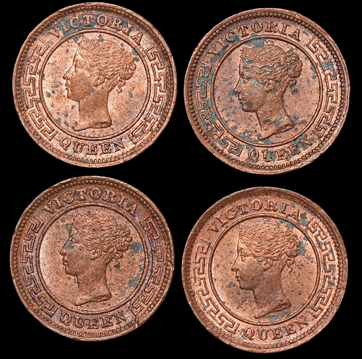 修遠堂世界钱币第六十一期 原卷出 1890年英属锡兰1/4分铜币4枚 完全未流通 带有轻微锈斑 第二组