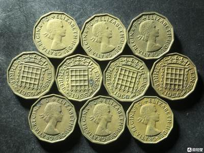 各个国家硬币专场1 精美英国早期伊丽莎白女王三便士铜币一组