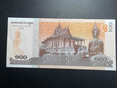 各个国家硬币专场1 【亚洲】全新UNC 柬埔寨100瑞尔  豹子号