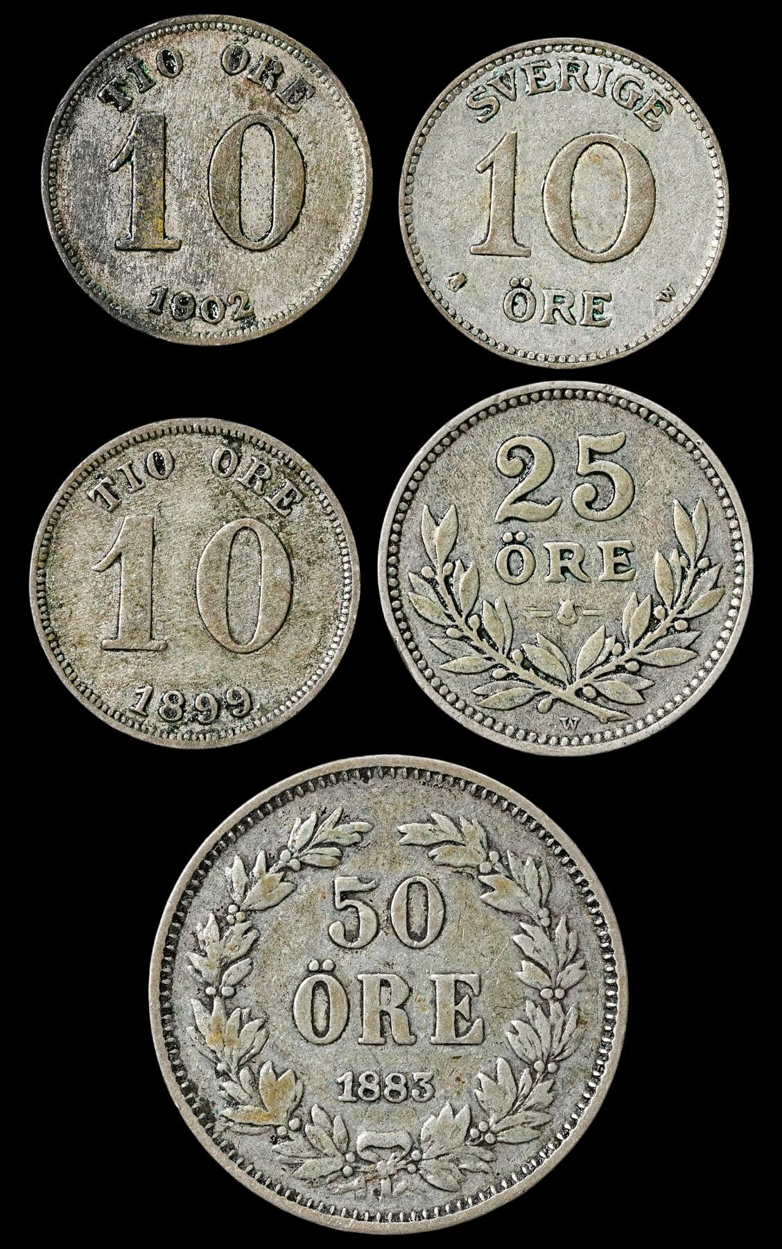 修遠堂世界钱币第六十一期 瑞典早期年份小银币一组 11.45g