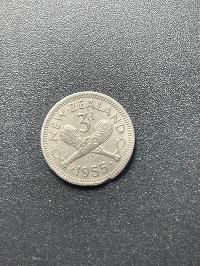 各个国家硬币专场1 新西兰3便士毛利扁棍 英女王钱币收藏