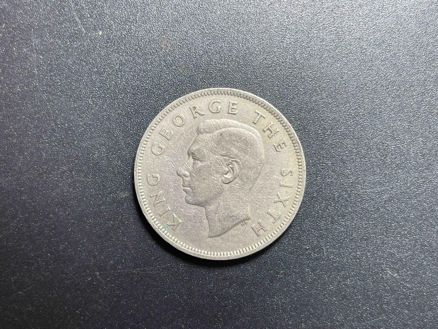 各个国家硬币专场1 大洋洲 新西兰1949年半克朗 乔治六世 直径32mm 外国