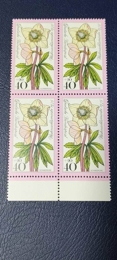 德国邮票专场，都是四方联 - 德国邮票四方连，1975年发行，德国花卉，品相如图