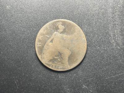 各个国家硬币专场1 17114】英国1900年1便士 老年披纱 30mm 保真欧洲硬币 