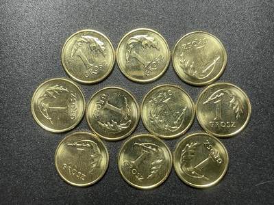 各个国家硬币专场1 - 波兰金色硬币10枚 1格罗希15.5mm 年份随机