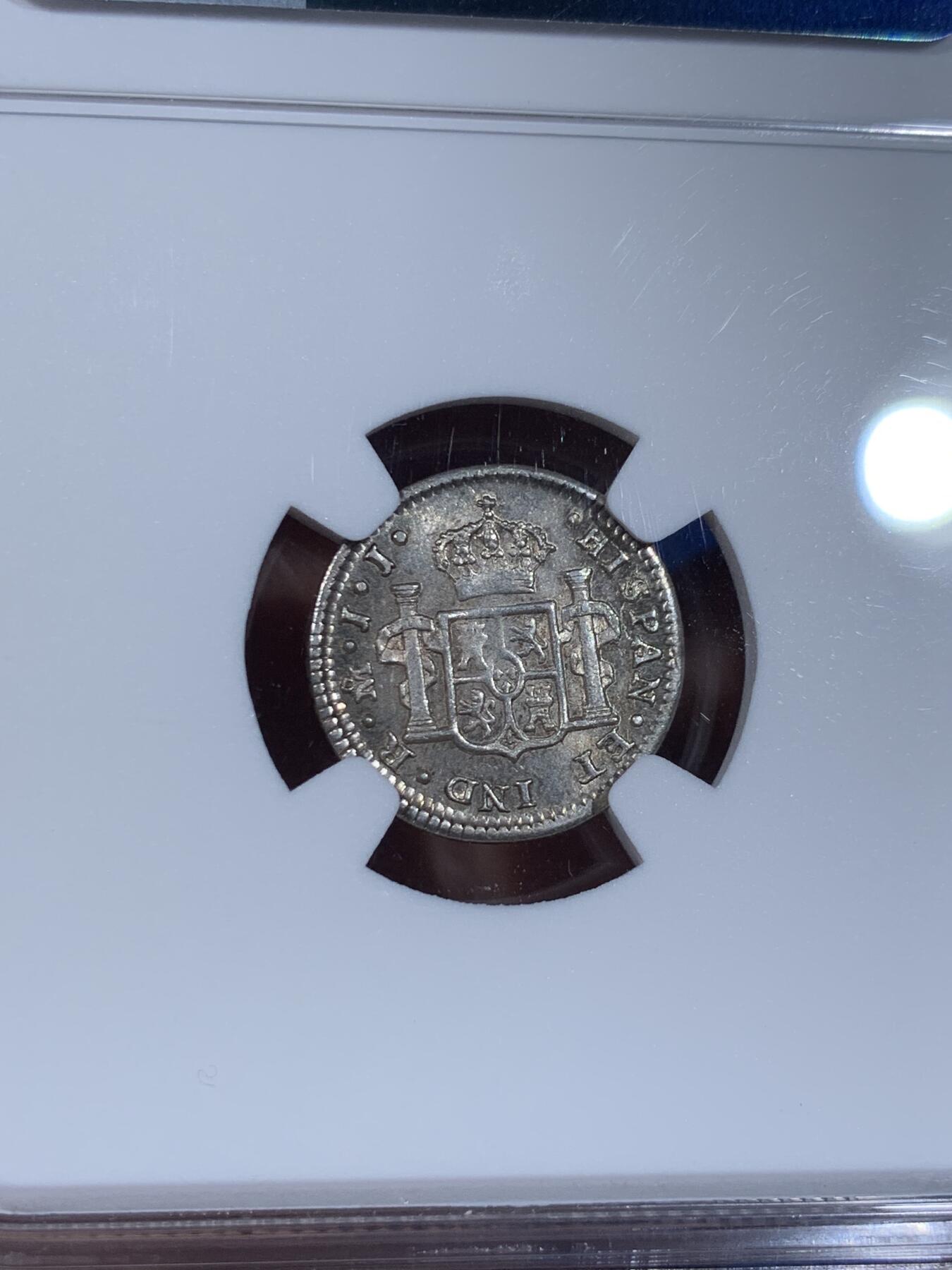 《竞宝斋》第362场 周日，周一，周二  3场连拍 （全场包邮） NGC MS64 墨西哥1816年费迪南七世1/2里亚尔银币  NGC冠军分，该面值的高分好品极少，8年前的2017年SBP拍卖同分价格已经在3000左右了