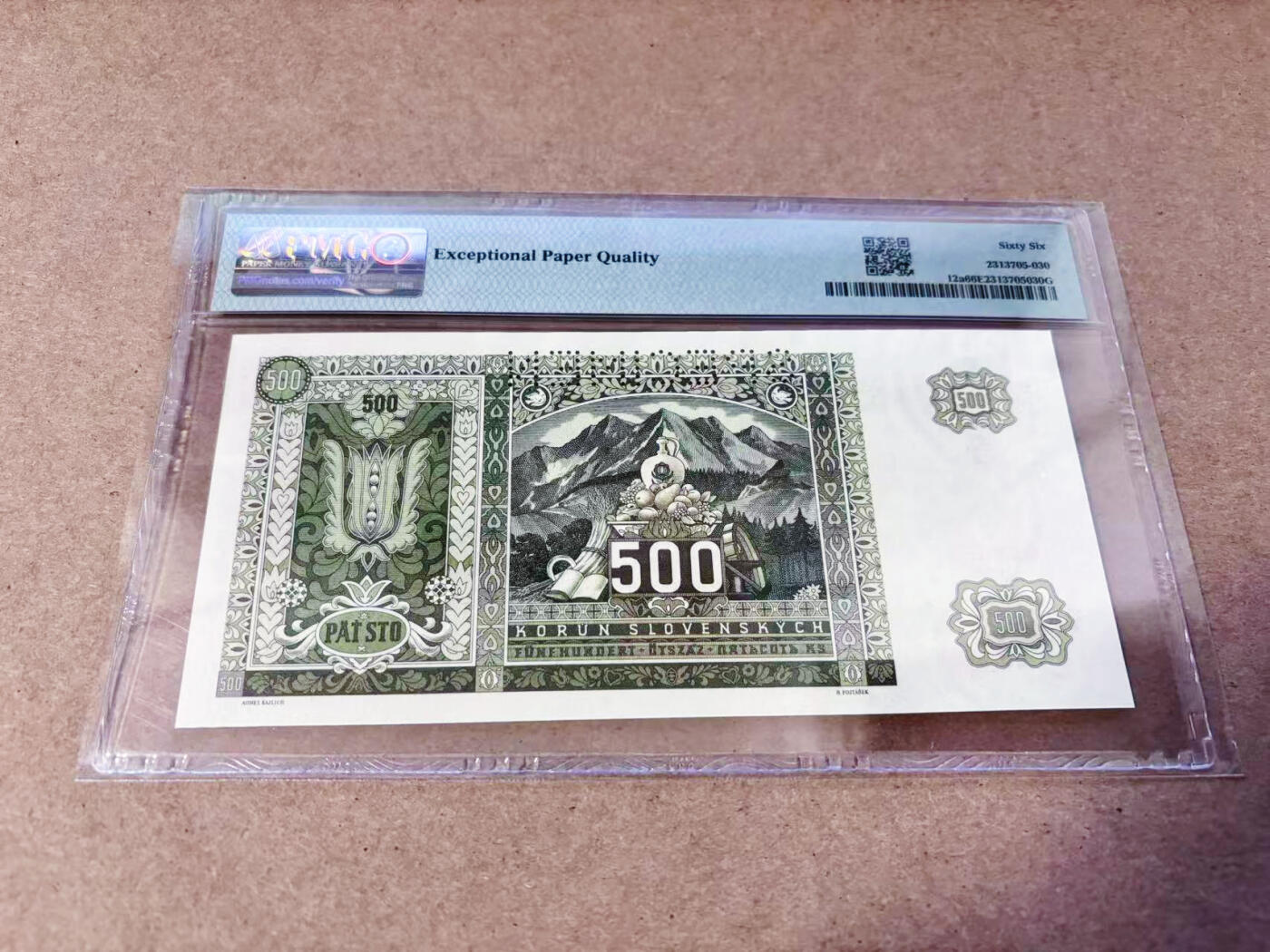 【Blue Auction】世界纸币精拍第634期【精】——16级TOP拍卖/信誉/品质/专业/高效💫 【错标 实际为p12s 冠军分】斯洛伐克1941年500克朗 PMG66EPQ 大票幅 特拉塔山 本版样钞更为稀少  