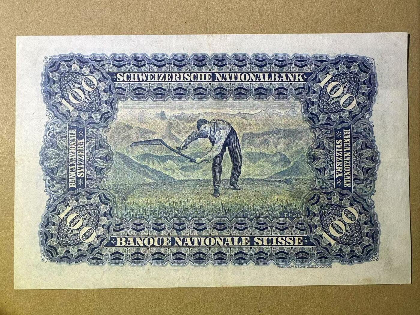 【Blue Auction】世界纸币精拍第634期【精】——16级TOP拍卖/信誉/品质/专业/高效💫 瑞士 1942年100法郎 AU品相