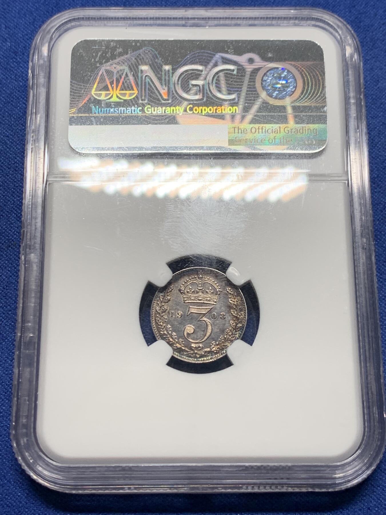 《竞宝斋》第362场 周日，周一，周二  3场连拍 （全场包邮） 四枚一组 NGC MS61-62 英国1908年爱德华七世濯足节银币