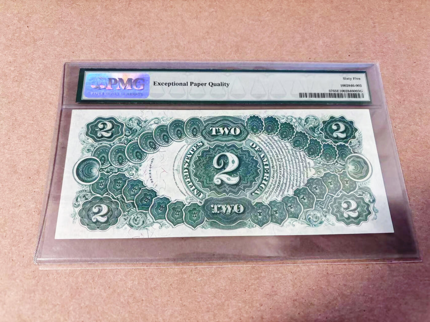 【Blue Auction】世界纸币精拍第634期【精】——16级TOP拍卖/信誉/品质/专业/高效💫 【AA冠 fr.57 非fr.60常见版 季军分】美国 美国1917年2美金 PMG65EPQ 绝品 老壳 大票幅 大场景 (Hararn家族旧藏)