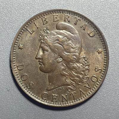 回流0316 - 阿根廷1891年2分自由女神铜币 全新未使用一百多年保存不易 日本老藏家出品 品相挑战全网