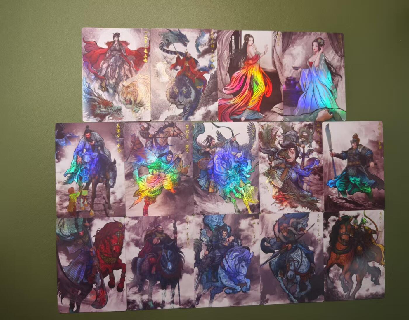 光影卡牌第八期，亲签卡，古风美女卡，各家套卡，持续收拍品 张建东水浒+三国特卡14张，水墨工艺