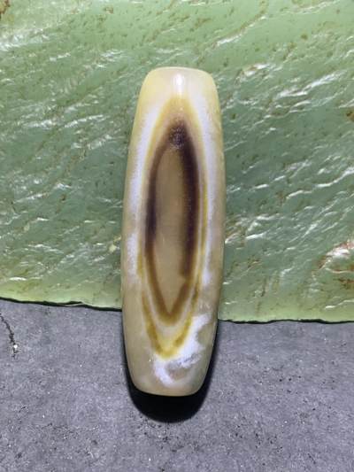 精美高玉化天眼缠丝玛瑙随形桶珠一颗，， - 精美高玉化天眼缠丝玛瑙随形桶珠一颗，，