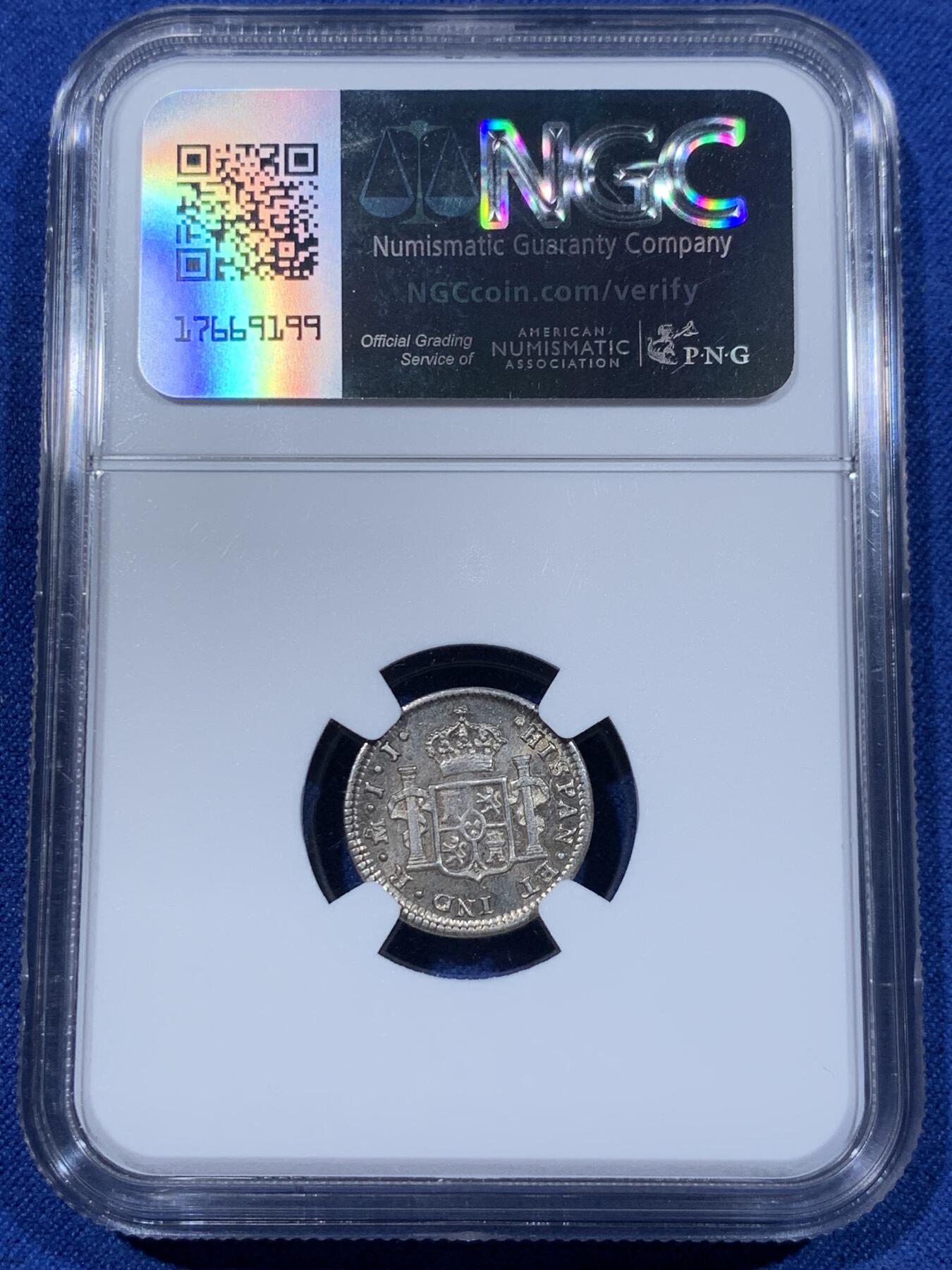 《竞宝斋》第362场 周日，周一，周二  3场连拍 （全场包邮） NGC MS64 墨西哥1816年费迪南七世1/2里亚尔银币  NGC冠军分，该面值的高分好品极少，8年前的2017年SBP拍卖同分价格已经在3000左右了