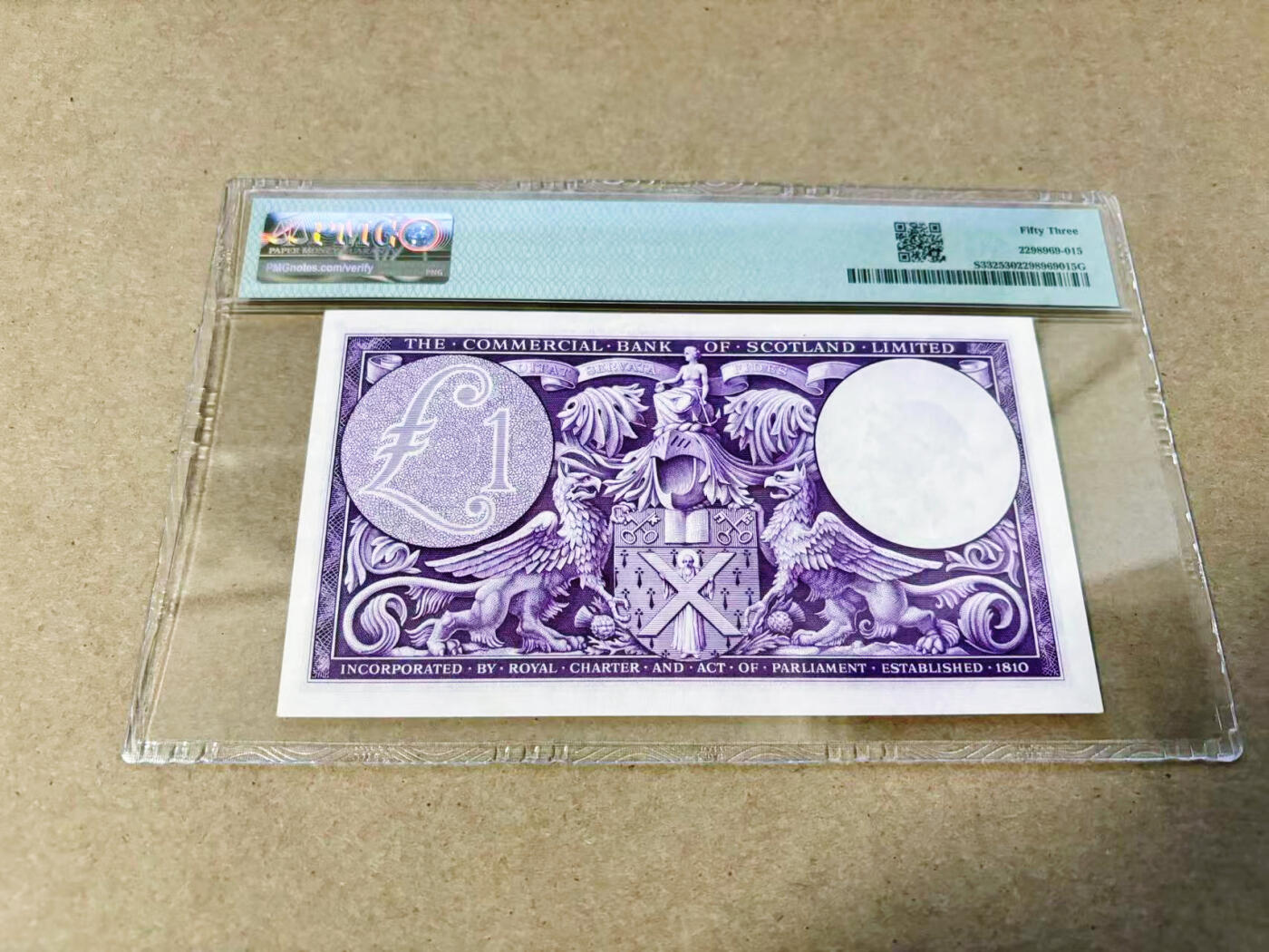 【Blue Auction】世界纸币精拍第634期【精】——16级TOP拍卖/信誉/品质/专业/高效💫 【无47】苏格兰 1947年1镑 BWC出品 雕刻精美 PMG53