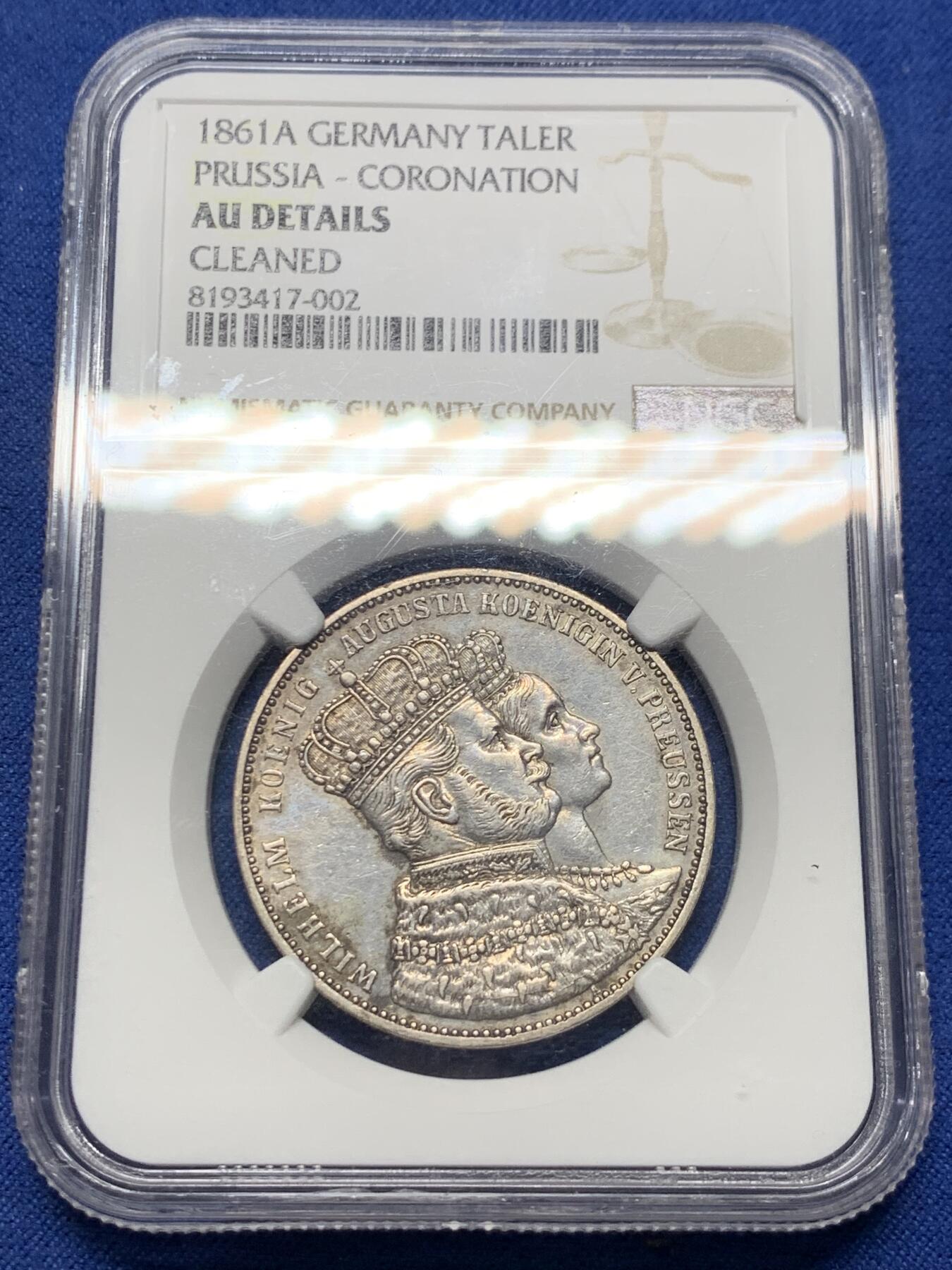 《竞宝斋》第362场 周日，周一，周二  3场连拍 （全场包邮） NGC AUD 德国1861A普鲁士王国1泰勒银币