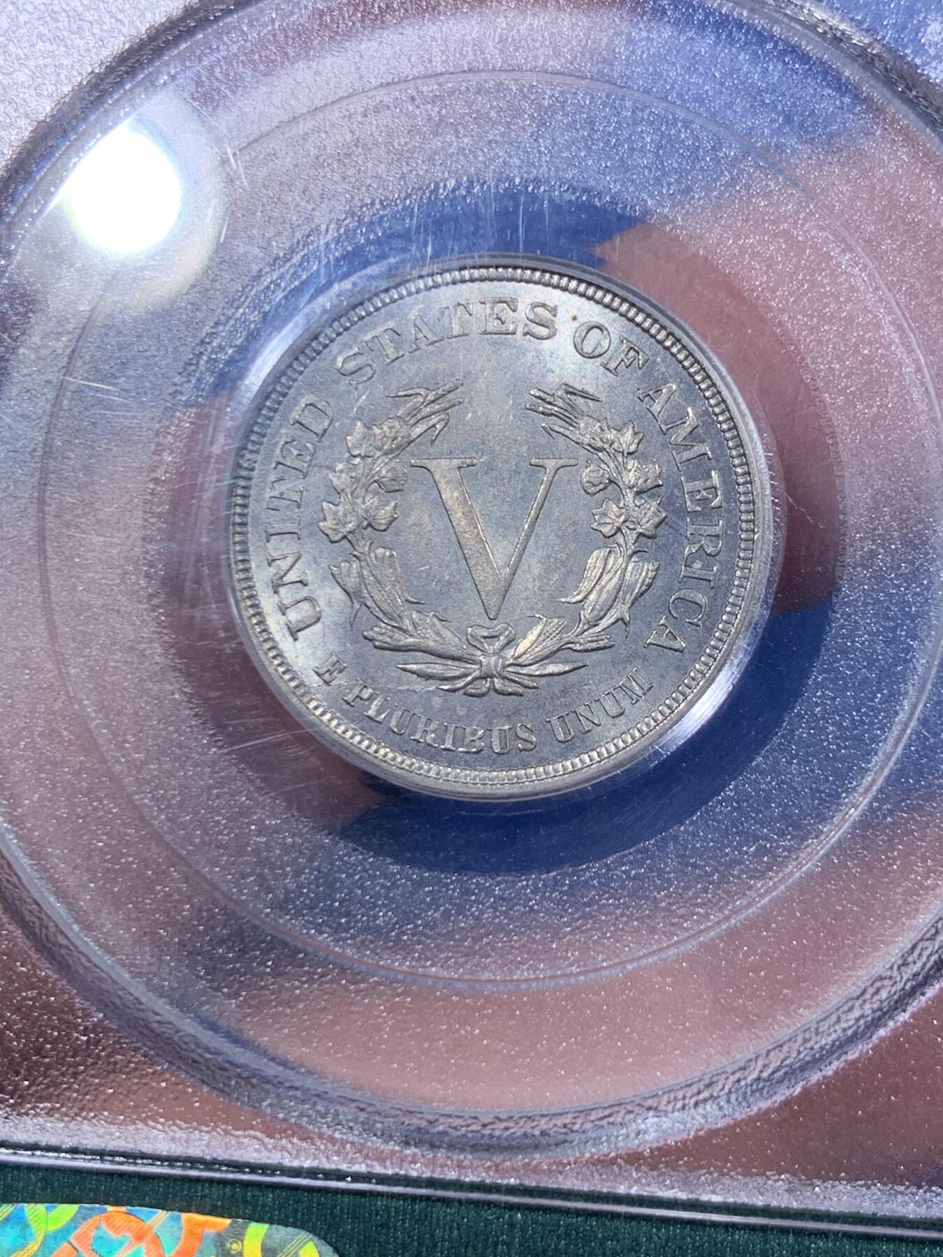 《竞宝斋》第362场 周日，周一，周二  3场连拍 （全场包邮） PCGS MS63 美国1883年5美分镍币 早期美评壳子 经典自由女神像 早期稀少无SENTS版 后期收回销毁众多 好品难寻