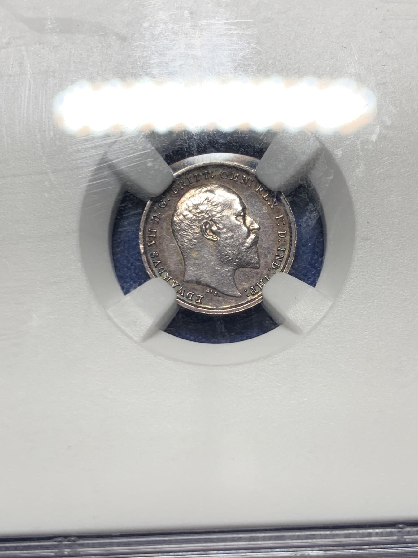 《竞宝斋》第362场 周日，周一，周二  3场连拍 （全场包邮） 四枚一组 NGC MS61-62 英国1908年爱德华七世濯足节银币