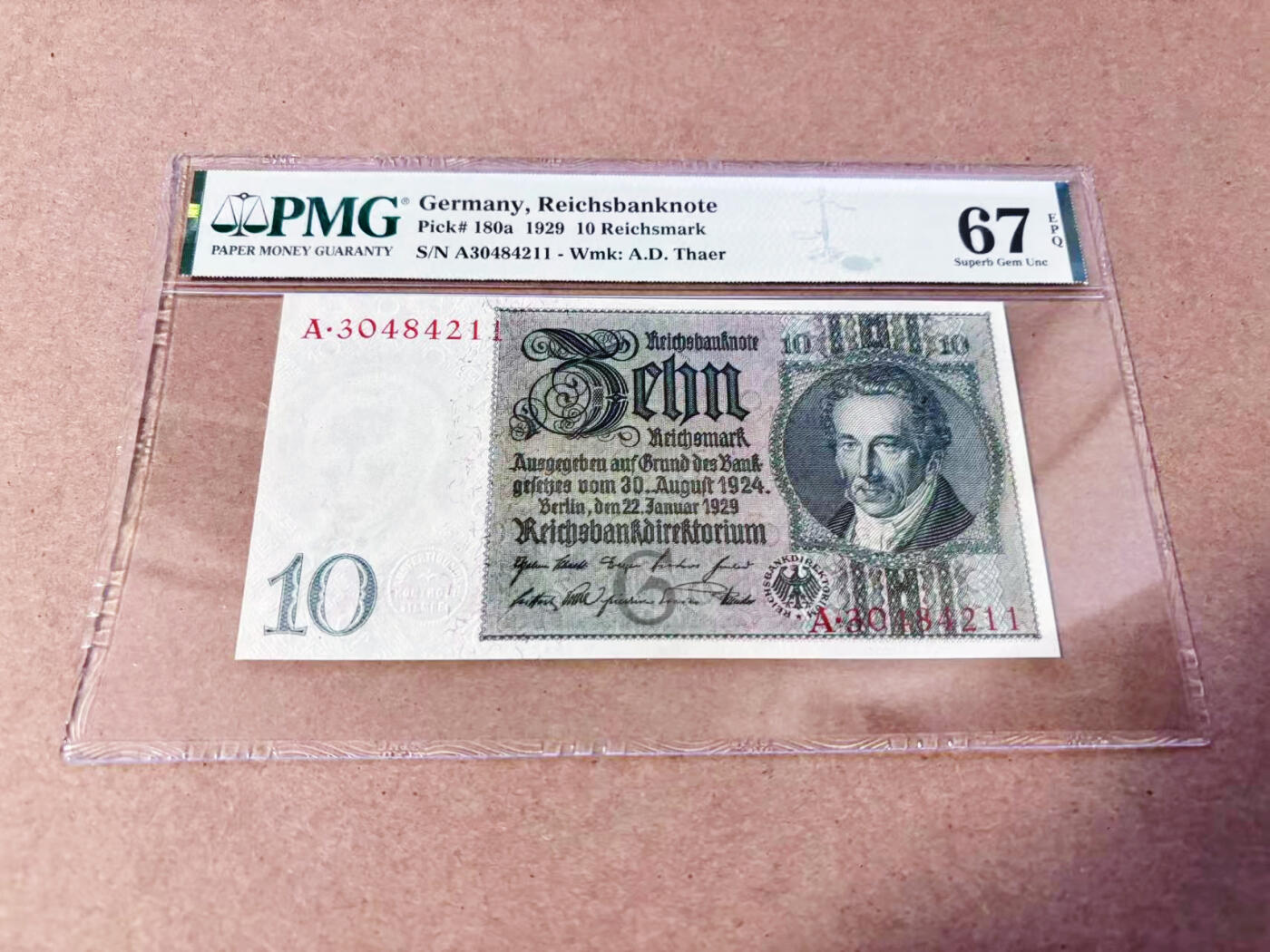 【Blue Auction】世界纸币精拍第634期【精】——16级TOP拍卖/信誉/品质/专业/高效💫 德国 1929年10马克 PMG67EPQ 高分