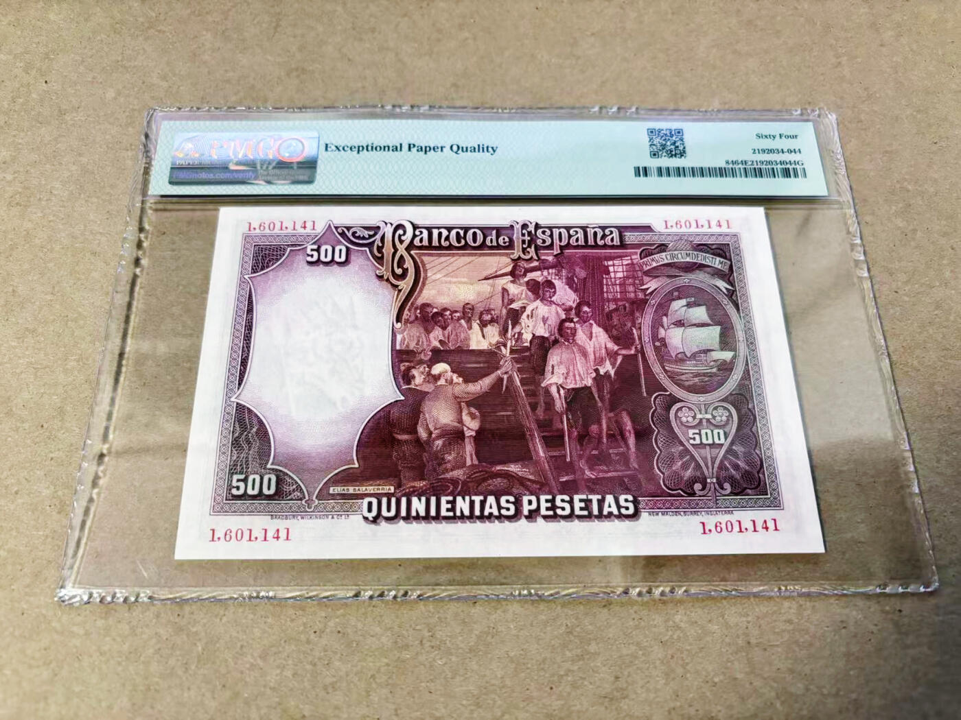 【Blue Auction】世界纸币精拍第634期【精】——16级TOP拍卖/信誉/品质/专业/高效💫 西班牙 1931年500比塞塔 BWC出品 雕刻精美 海盗 PMG64EPQ 全新原票 