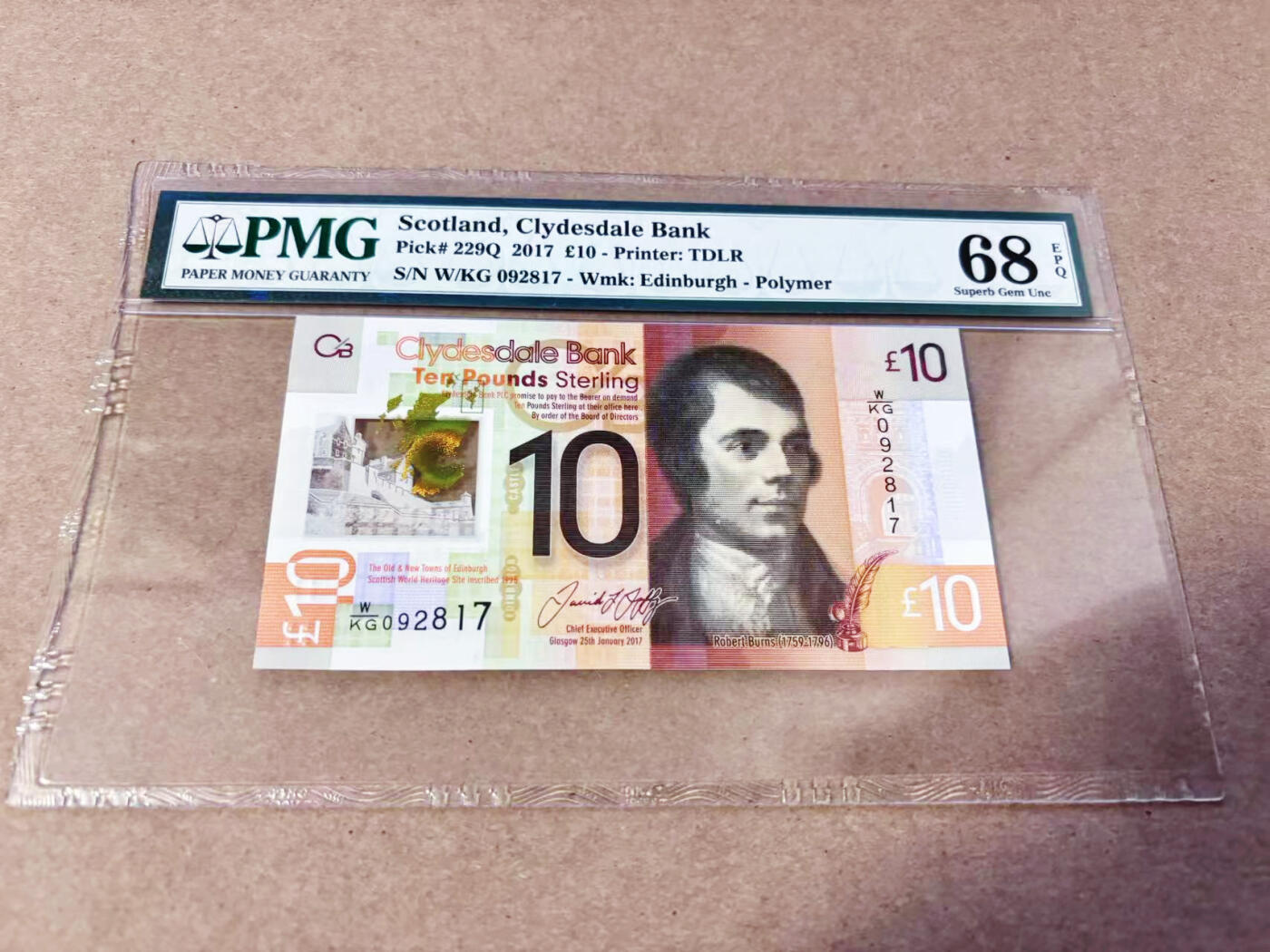 【Blue Auction】世界纸币精拍第634期【精】——16级TOP拍卖/信誉/品质/专业/高效💫 苏格兰 2017年10镑 PMG68EPQ 超高分