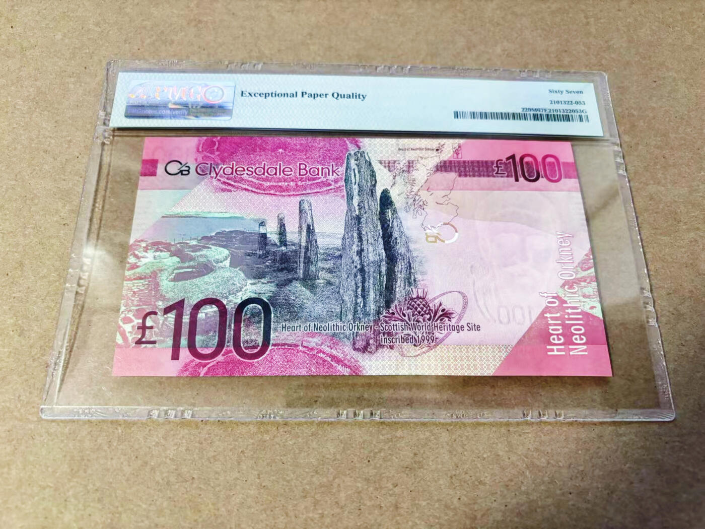 【Blue Auction】世界纸币精拍第634期【精】——16级TOP拍卖/信誉/品质/专业/高效💫 【W/HS首发冠 909倒置小号】苏格兰 2009年100镑 PMG67EPQ 高分