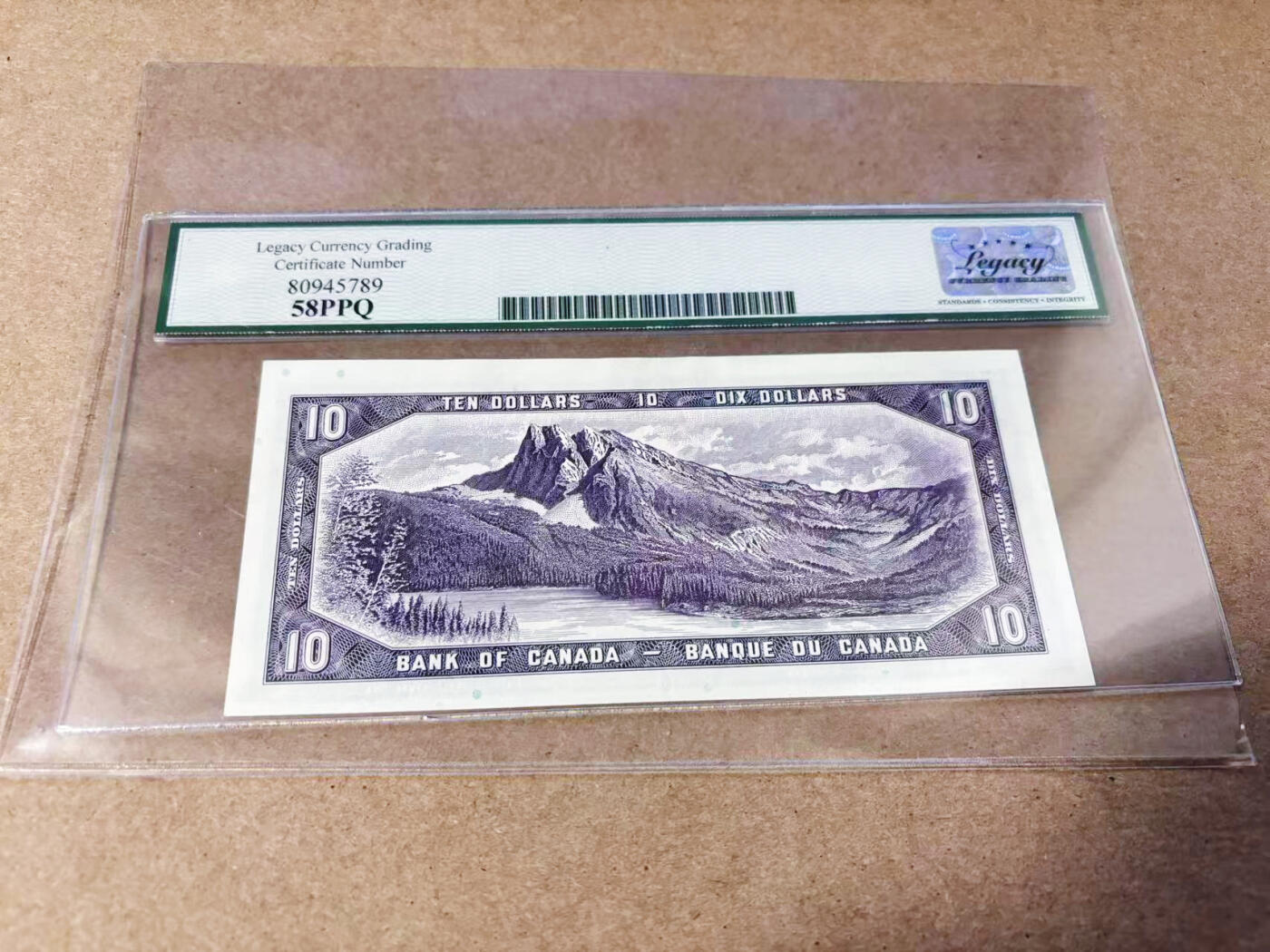 【Blue Auction】世界纸币精拍第634期【精】——16级TOP拍卖/信誉/品质/专业/高效💫 加拿大1954年10元 女王 落基山脉  LCG58EPQ 