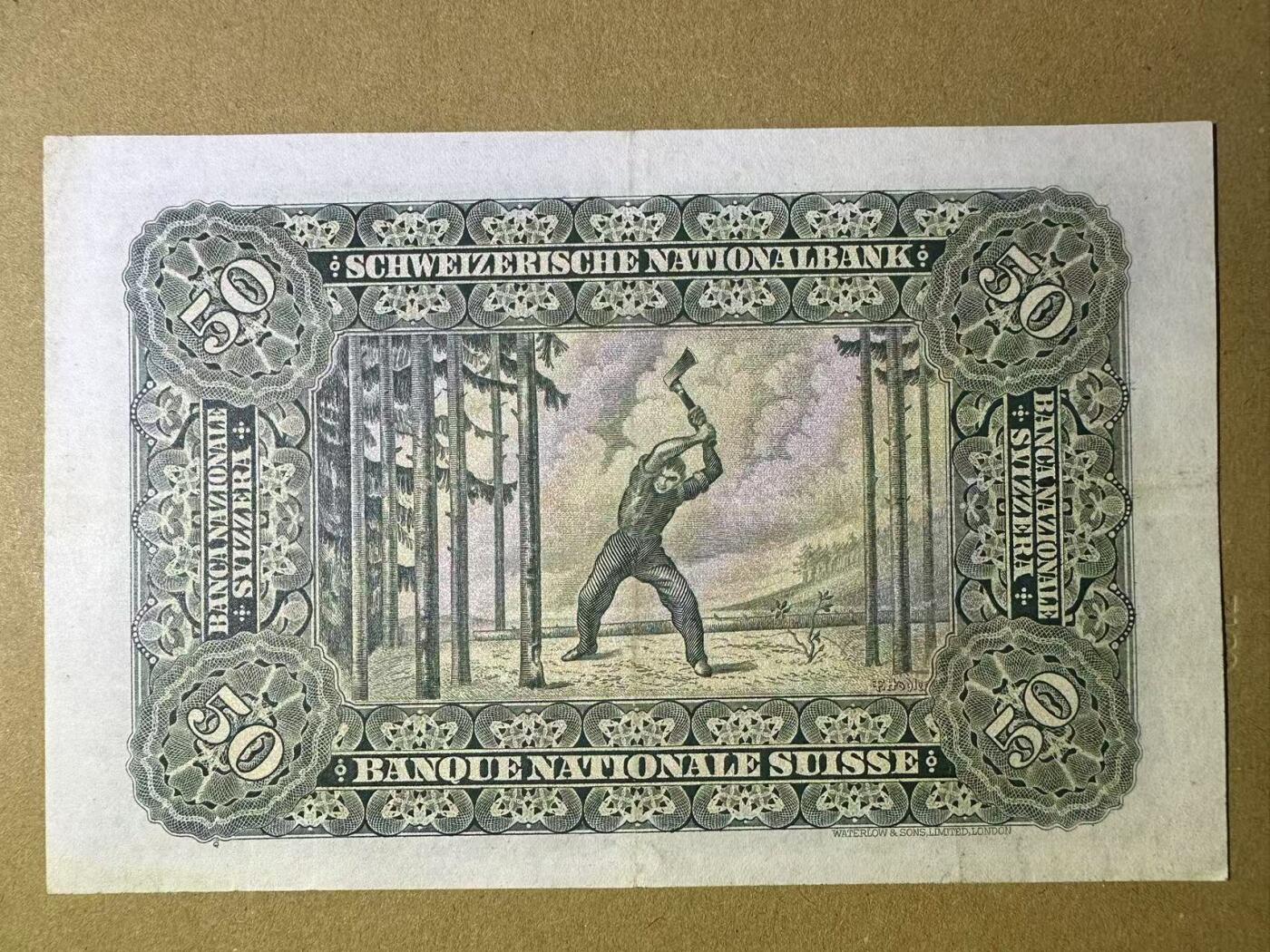 【Blue Auction】世界纸币精拍第634期【精】——16级TOP拍卖/信誉/品质/专业/高效💫 瑞士 1949年50法郎 XF品相