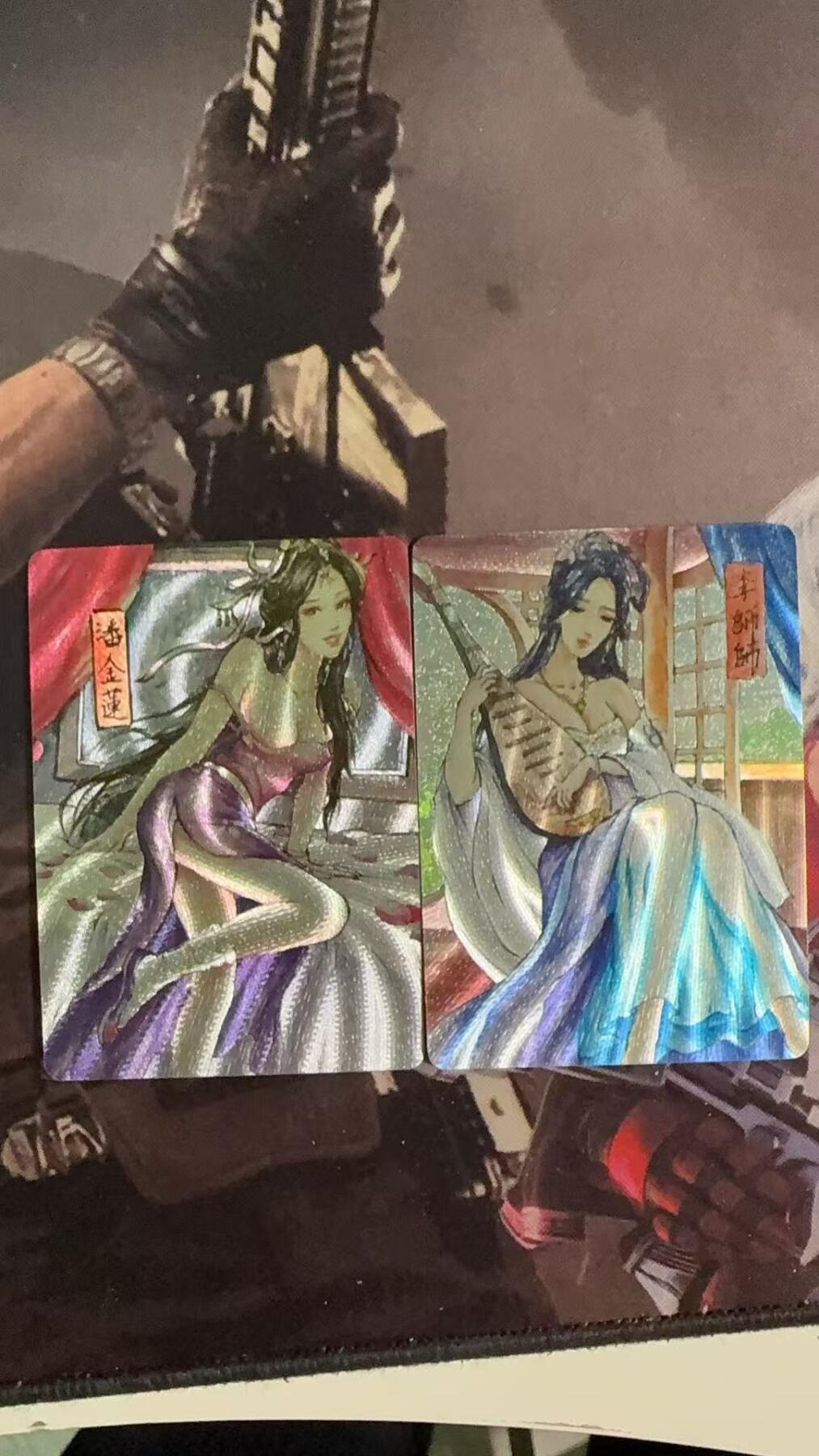 光影卡牌第八期，亲签卡，古风美女卡，各家套卡，持续收拍品 鞠嘉宁绘李师师+潘金莲，全粗工艺
