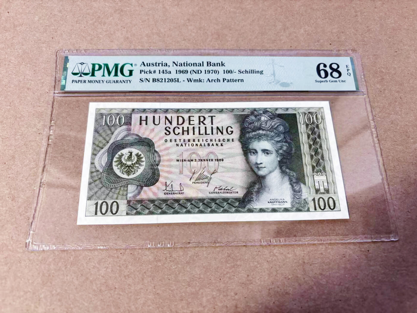 【Blue Auction】世界纸币精拍第634期【精】——16级TOP拍卖/信誉/品质/专业/高效💫 【无47】奥地利 1969年100先令  PMG68EPQ 超高分
