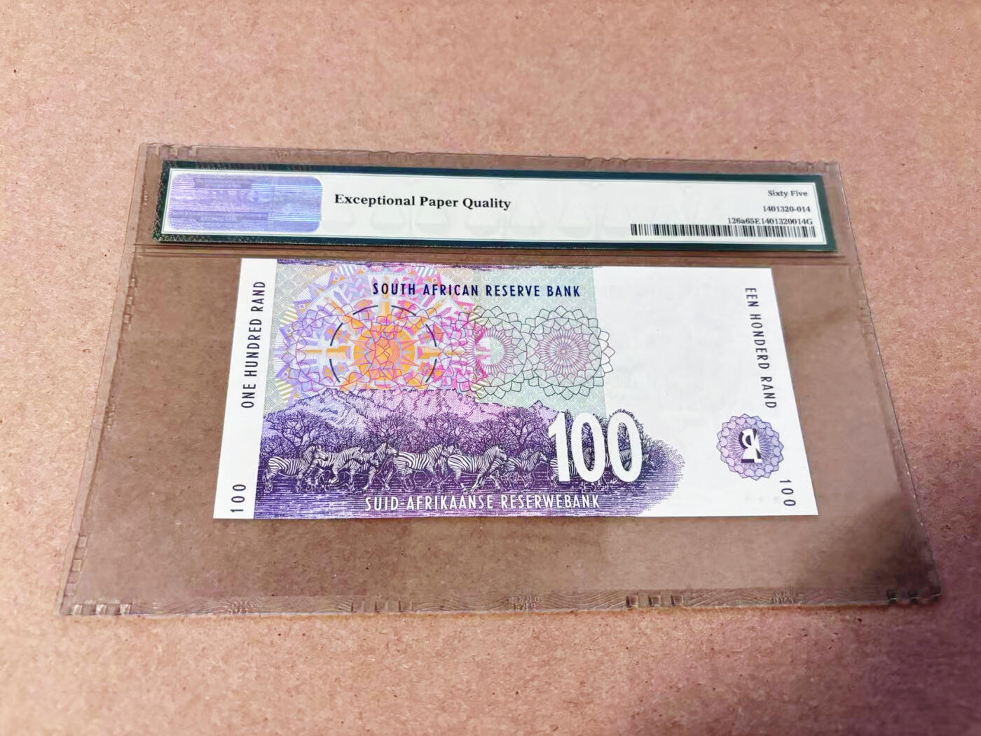 【Blue Auction】世界纸币精拍第634期【精】——16级TOP拍卖/信誉/品质/专业/高效💫 【AAD首发冠初版无47】南非 1994年100兰特 PMG65EPQ 老壳