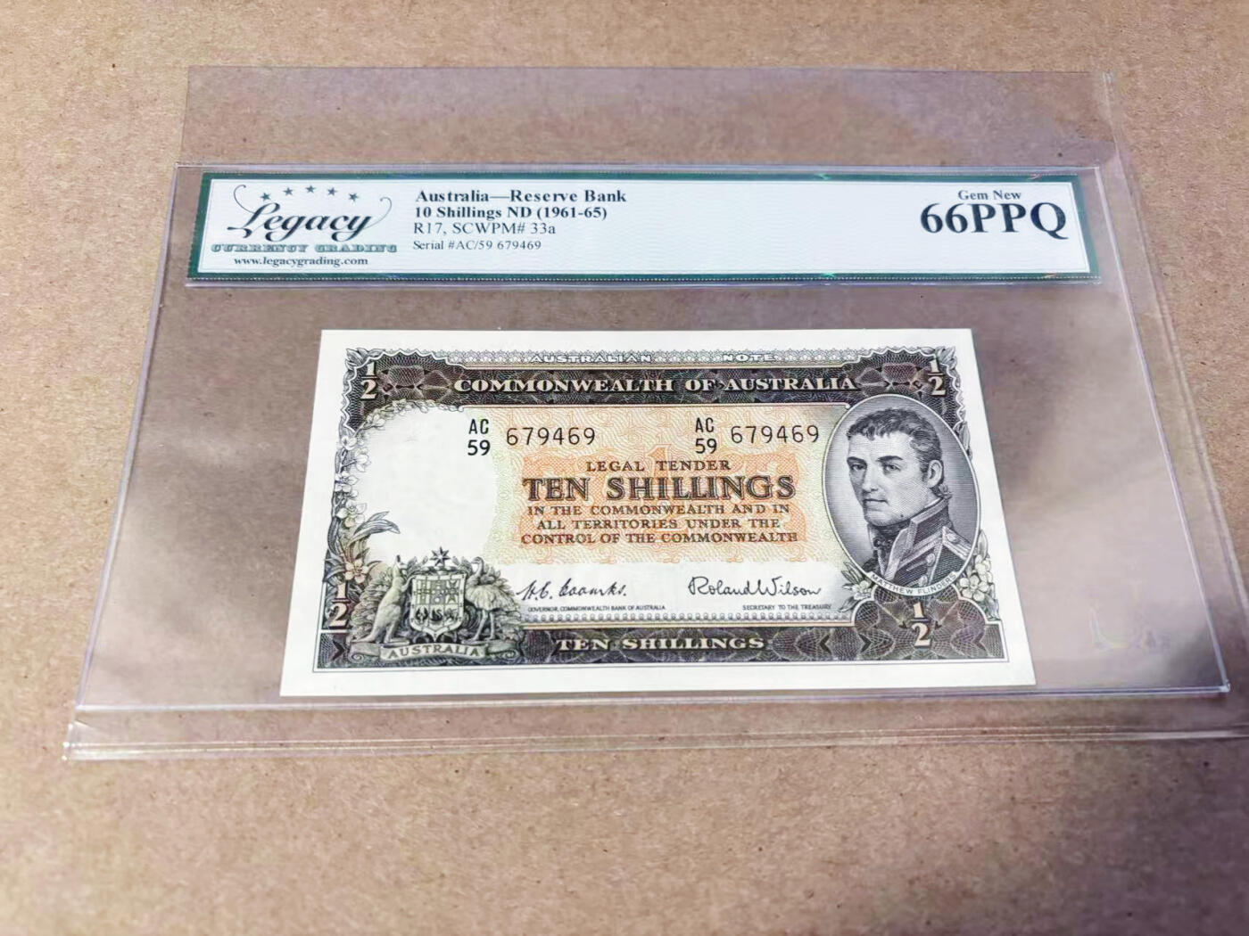 【Blue Auction】世界纸币精拍第634期【精】——16级TOP拍卖/信誉/品质/专业/高效💫 澳大利亚1961年10先令 LCG66EPQ 