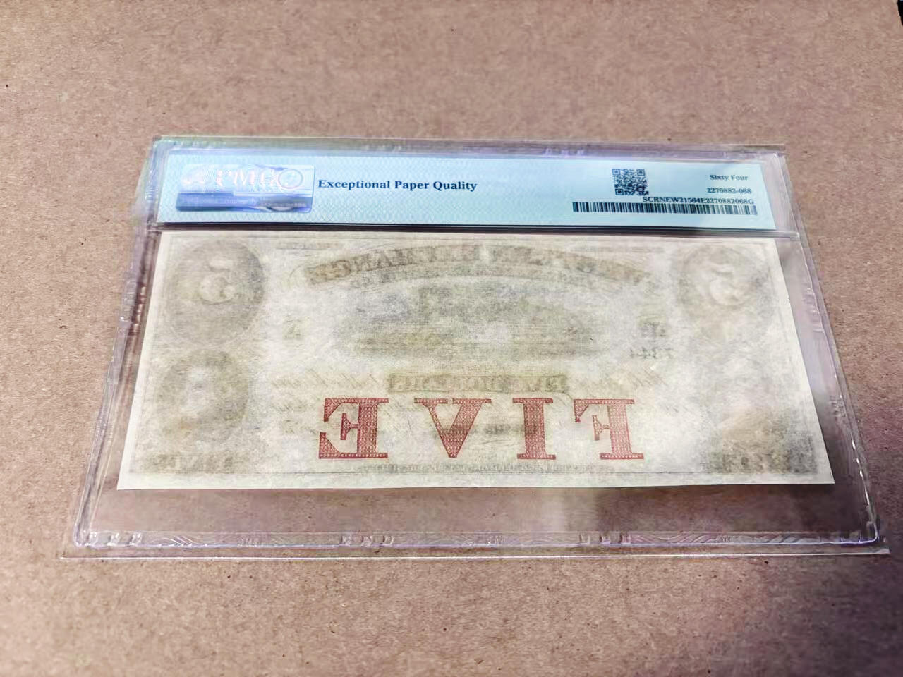 【Blue Auction】世界纸币精拍第634期【精】——16级TOP拍卖/信誉/品质/专业/高效💫 美国 内布拉斯卡州 1857年5美金 PMG64EPQ 