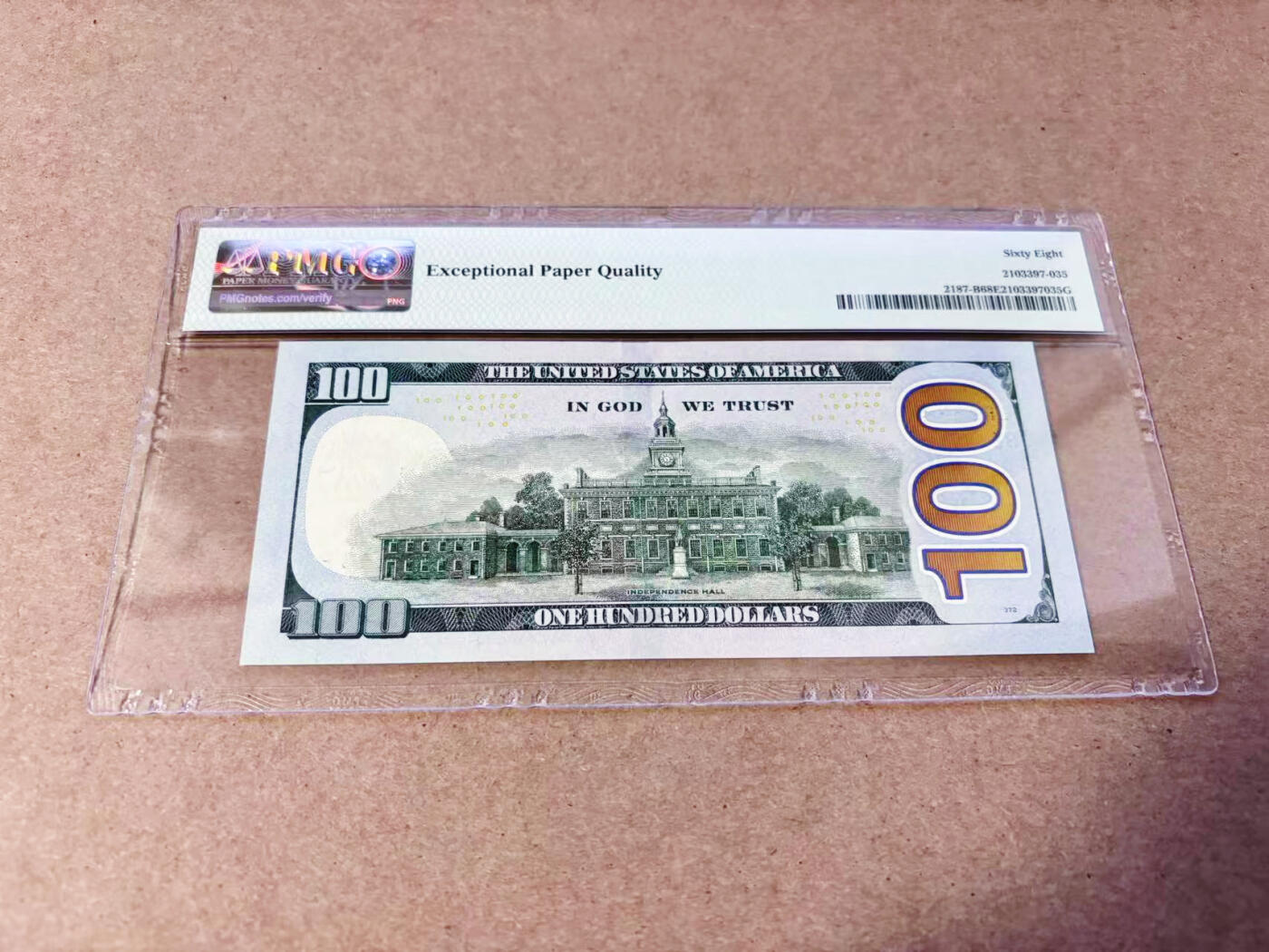 【Blue Auction】世界纸币精拍第634期【精】——16级TOP拍卖/信誉/品质/专业/高效💫   【58885888重复号 豹子号】美国 2009年100美金 PMG68EPQ 超高分