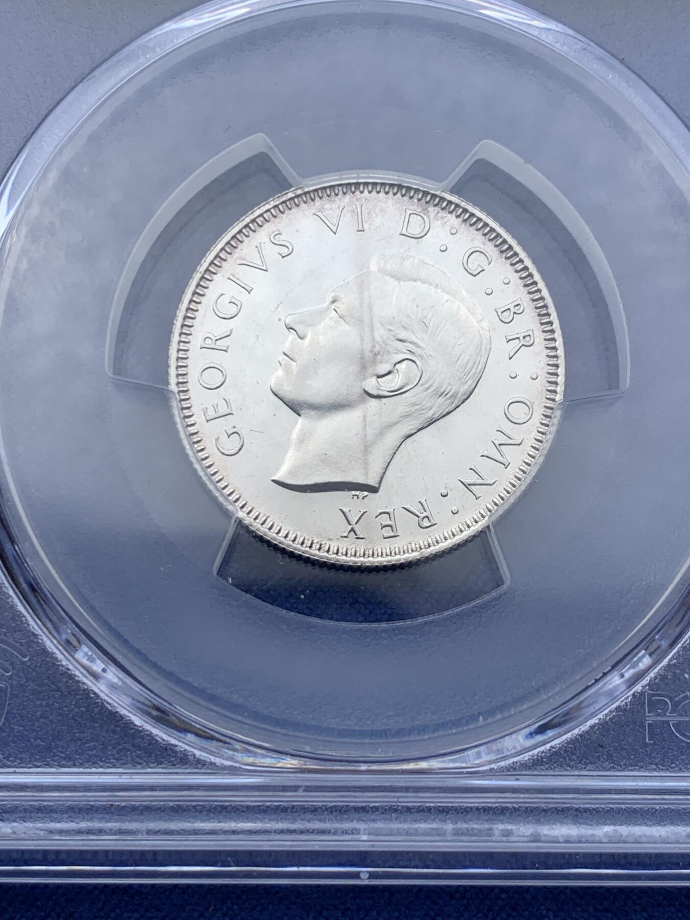 《竞宝斋》第362场 周日，周一，周二  3场连拍 （全场包邮） PCGS PR65CAM 英国 1937年 乔治六世 精制1先令 盒子有裂纹